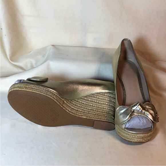 Tory Burch Gold Wedge Shoes - Picture 3 of 4